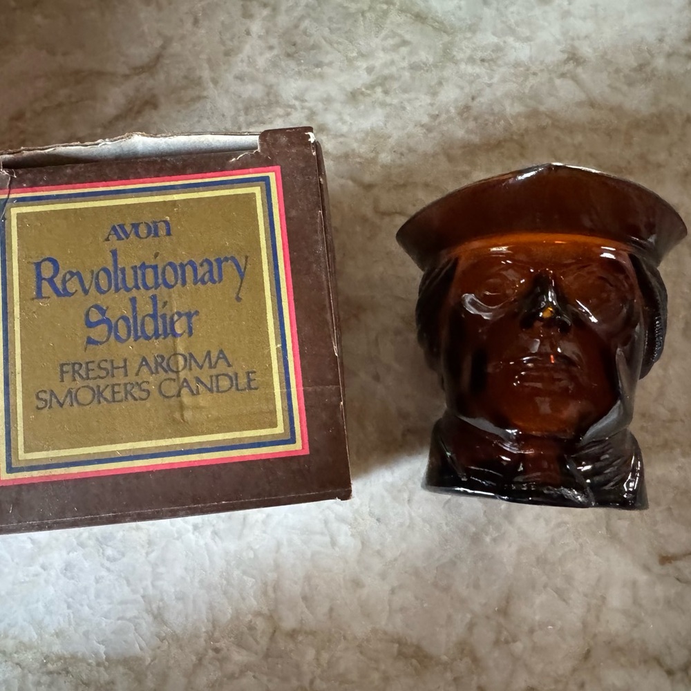 Avon Amber Glass Soldier Candle